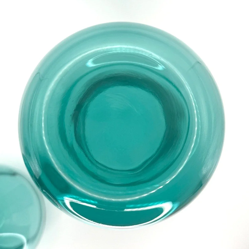 Vintage MCM Space Age Retro Apothecary Canister‎ Federal Glass Roly Poly Blue